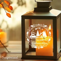 Fensterbild Kranz Aufkleber Frohe Weihnachten | Winterzeit Deko für Advent und Weihnachten, Exklusiv