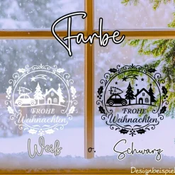 Fensterbild Kranz Aufkleber Frohe Weihnachten | Winterzeit Deko für Advent und Weihnachten, Exklusiv