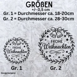 Fensterbild Kranz Aufkleber Frohe Weihnachten Glocke | Winterzeit Deko für Advent und Weihnachten, Exklusiv