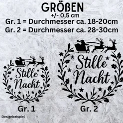 Fensterbild Kranz Aufkleber Stille Nacht Rentier | Winterzeit Deko für Advent und Weihnachten, Exklusiv
