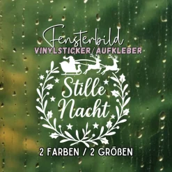 Fensterbild Kranz Aufkleber Stille Nacht Rentier | Winterzeit Deko für Advent und Weihnachten, Exklusiv