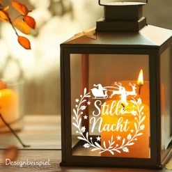 Fensterbild Kranz Aufkleber Stille Nacht Rentier | Winterzeit Deko für Advent und Weihnachten, Exklusiv