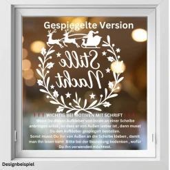 Fensterbild Kranz Aufkleber Stille Nacht Rentier | Winterzeit Deko für Advent und Weihnachten, Exklusiv