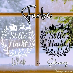 Fensterbild Kranz Aufkleber Stille Nacht Rentier | Winterzeit Deko für Advent und Weihnachten, Exklusiv