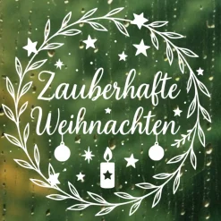 Fensterbild Kranz Aufkleber Zauberhafte Weihnachten | Winterzeit Deko für Advent und Weihnachten, Exklusiv
