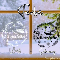 Fensterbild Kranz Aufkleber Schneeliebe | Winterzeit Deko für Advent und Weihnachten, Exklusiv
