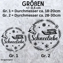 Fensterbild Kranz Aufkleber Schneeliebe | Winterzeit Deko für Advent und Weihnachten, Exklusiv