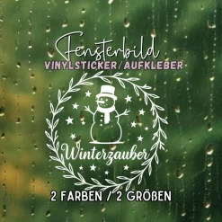Fensterbild Kranz Aufkleber Winterzauber Schneemann | Winterzeit Deko für Advent und Weihnachten, Exklusiv