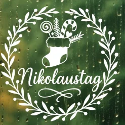 Fensterbild Kranz Aufkleber Nikolausstiefel Nikolaustag | Winterzeit Deko Adventzeit und Nikolaus , Exklusiv