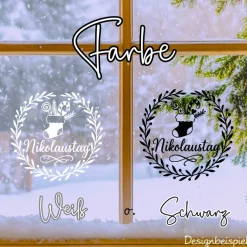 Fensterbild Kranz Aufkleber Nikolausstiefel Nikolaustag | Winterzeit Deko Adventzeit und Nikolaus , Exklusiv