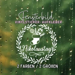 Fensterbild Kranz Aufkleber Nikolausstiefel Nikolaustag | Winterzeit Deko Adventzeit und Nikolaus , Exklusiv