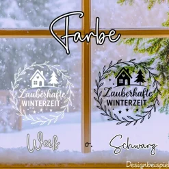 Fensterbild Kranz Aufkleber Zauberhafte | Winterzeit Deko für Advent und Weihnachten, Exklusiv