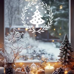 Fensterbild Skandi Stil minimalistischer Aufkleber Tannenbaum | Winterzeit Deko für Advent und Weihnachten, Exklusiv