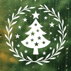 Fensterbild Skandi Stil minimalistischer Aufkleber Tannenbaum | Winterzeit Deko für Advent und Weihnachten, Exklusiv