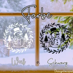 Fensterbild Skandi Stil minimalistischer Aufkleber Schneemann | Winterzeit Deko für Advent und Weihnachten, Exklusi