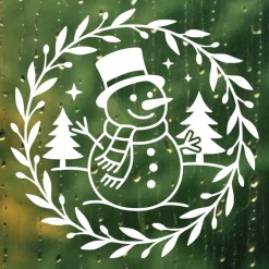 Fensterbild Skandi Stil minimalistischer Aufkleber Schneemann | Winterzeit Deko für Advent und Weihnachten, Exklusi
