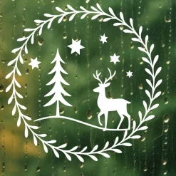 Fensterbild Skandi Stil minimalistischer Aufkleber Hirsch | Winterzeit Deko für Advent und Weihnachten, Exklusiv