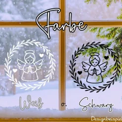 Fensterbild Skandi Stil minimalistischer Aufkleber Engel | Winterzeit Deko für Advent und Weihnachten, Exklusiv