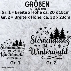 Fensterbild Sternenglanz im Winterwald Aufkleber | Winterzeit Deko für Advent und Weihnachten, Exklusiv