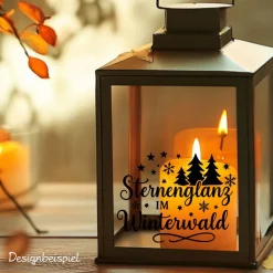 Fensterbild Sternenglanz im Winterwald Aufkleber | Winterzeit Deko für Advent und Weihnachten, Exklusiv