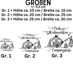 Fensterbild Weihnachten Campingliebe Weihnachtsdekoration Sticker Aufkleber 2 Farben 3 Größen