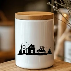 Fensterbild Weihnachtsszene Weihnachtsdekoration Sticker Aufkleber 2 Farben 3 Größen auch in XXL