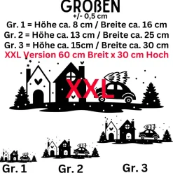 Fensterbild Weihnachtsszene Weihnachtsdekoration Sticker Aufkleber 2 Farben 3 Größen auch in XXL