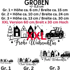 Fensterbild Weihnachtsszene Weihnachtsdekoration Sticker Aufkleber 2 Farben 3 Größen auch in XXL
