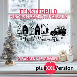 Fensterbild Weihnachtsszene Weihnachtsdekoration Sticker Aufkleber 2 Farben 3 Größen auch in XXL