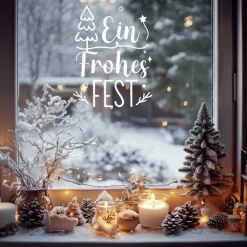 Fensterdeko Advent Weihnachten Fensterbild Weihnachtsdekoration Sticker Frohes Fest 2 Farben 3 Größen