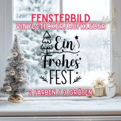 Fensterdeko Advent Weihnachten Fensterbild Weihnachtsdekoration Sticker Frohes Fest 2 Farben 3 Größen