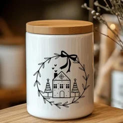 Fensterdeko Advent Weihnachten Fensterbild Weihnachtsdekoration Sticker minimalistischer Kranz 2 Farben 3 Größen