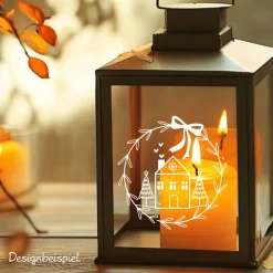 Fensterdeko Advent Weihnachten Fensterbild Weihnachtsdekoration Sticker minimalistischer Kranz 2 Farben 3 Größen