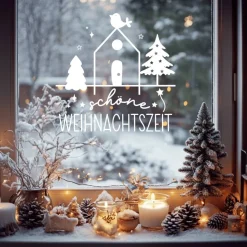 Fensterdeko Advent Weihnachten Fensterbild Weihnachtsdekoration Sticker Weihnachtszeit 2 Farben 3 Größen