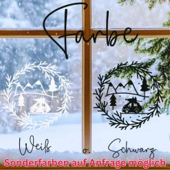 Fensterdeko Advent Weihnachten Fensterbild Weihnachtsdekoration Sticker minimalistischer Kranz 2 Farben 3 Größen