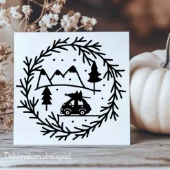 Fensterdeko Advent Weihnachten Fensterbild Weihnachtsdekoration Sticker minimalistischer Kranz 2 Farben 3 Größen