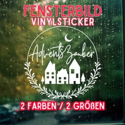 Fensterdeko Adventszauber Fensterbild Weihnachtsdekoration Sticker Kranz Advent Dekofenster 2 Farben 2 Grö&szli