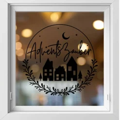 Fensterdeko Adventszauber Fensterbild Weihnachtsdekoration Sticker Kranz Advent Dekofenster 2 Farben 2 Grö&szli