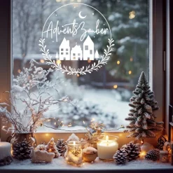 Fensterdeko Adventszauber Fensterbild Weihnachtsdekoration Sticker Kranz Advent Dekofenster 2 Farben 2 Grö&szli