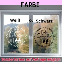 Fensterdeko Frohe Weihnachten Fensterbild Weihnachtsdekoration Sticker Kranz Advent Dekofenster 2 Farben 2 Größen minima