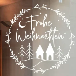 Fensterdeko Frohe Weihnachten Fensterbild Weihnachtsdekoration Sticker Kranz Advent Dekofenster 2 Farben 2 Größen minima