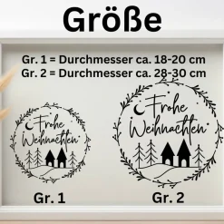 Fensterdeko Frohe Weihnachten Fensterbild Weihnachtsdekoration Sticker Kranz Advent Dekofenster 2 Farben 2 Größen minima