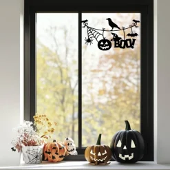 Fensterdeko Halloween Fensterbild Grusel Boo Sticker für Oktober Dekofenster Halloweenparty Fensteraufkleber Spooky Deko