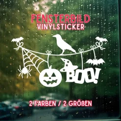 Fensterdeko Halloween Fensterbild Grusel Boo Sticker für Oktober Dekofenster Halloweenparty Fensteraufkleber Spooky Deko