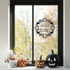 Fensterdeko Herbstlich Willkommen Fensterbild Herbstdekoration Sticker Kranz Kürbis Eicheln