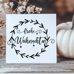 Fensterdeko Schriftzug Frohe Weihnachten Fensterbild Weihnachtsdekoration Sticker Kranz 2 Farben 3 Größen