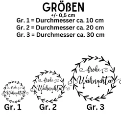 Fensterdeko Schriftzug Frohe Weihnachten Fensterbild Weihnachtsdekoration Sticker Kranz 2 Farben 3 Größen