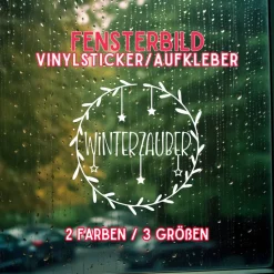 Fensterdeko Schriftzug Winterzauber Weihnachten Fensterbild Weihnachtsdekoration Sticker 2 Farben 3 Größen