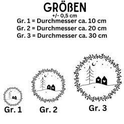 Fensterdeko skandi Stil Fensterbild Weihnachtsdekoration Sticker Kranz Advent Dekofenster 2 Farben 3 Größen