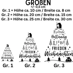 Fensterdeko WeihnachtsfriedenTannenbaum Schriftzug Fensterbild Weihnachtsdekoration 2 Farben 3 Grö&sz